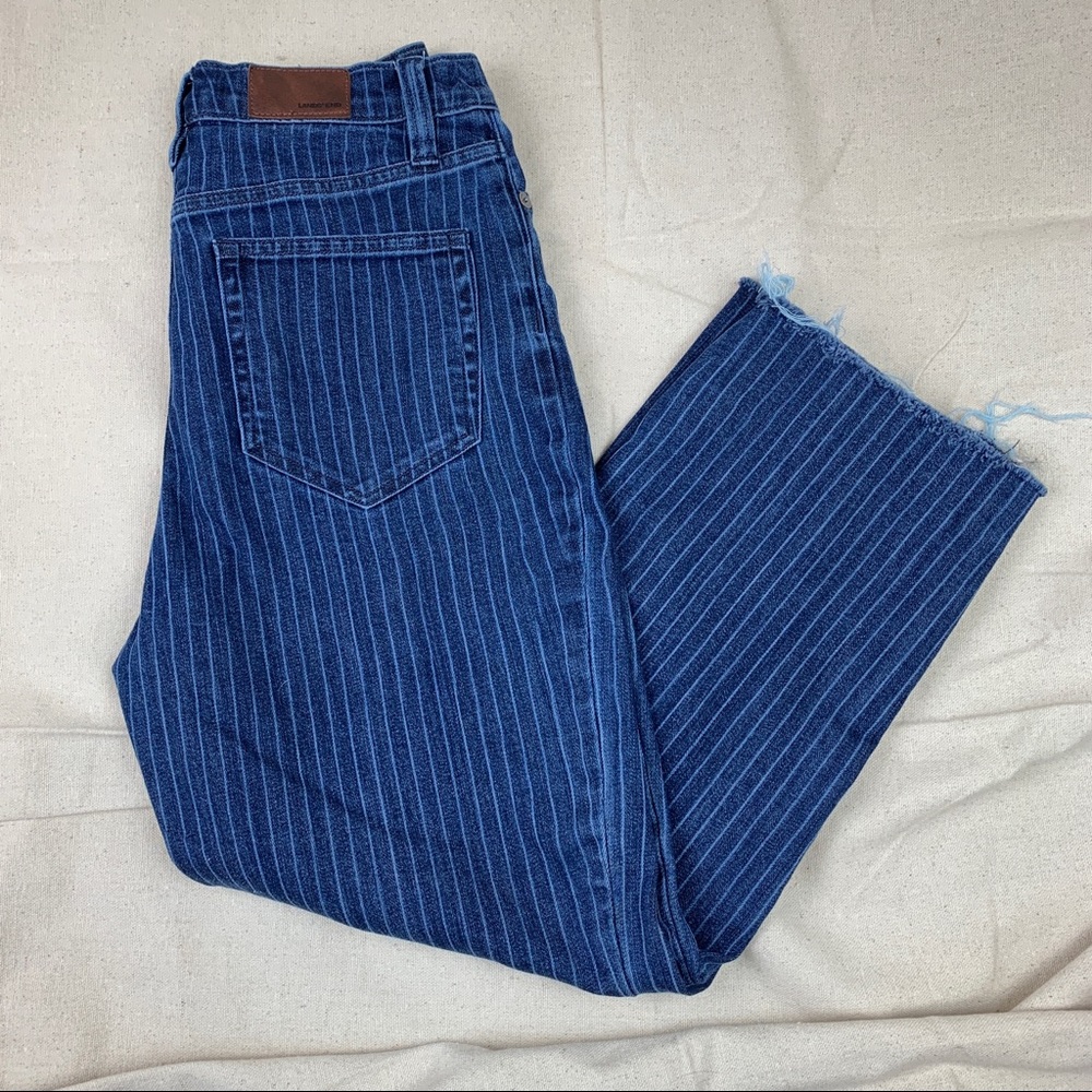 Lands’ End Pin Stipe High Rise Straight Cropped Jeans